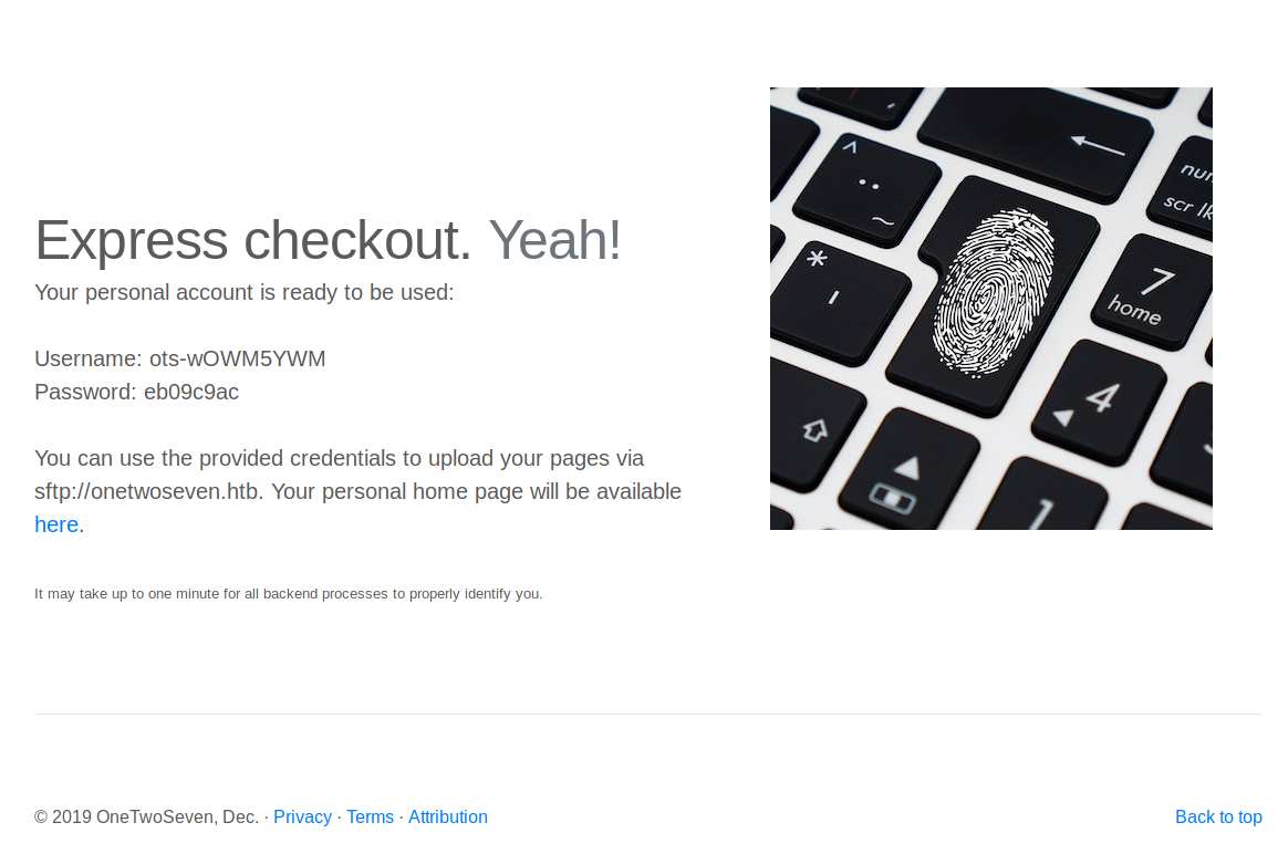 signup page