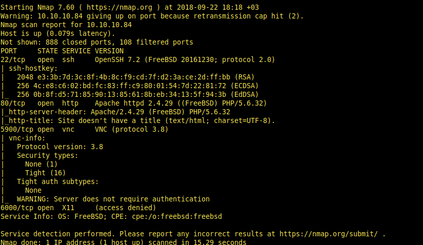 nmap output
